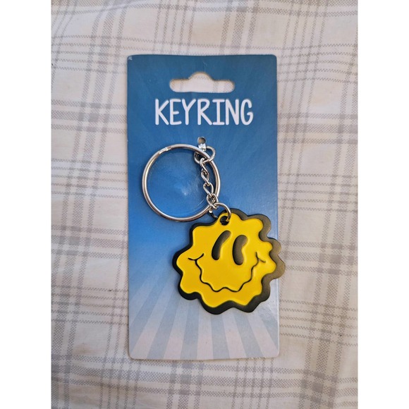 NWT Kalan Yellow Melting Smiley Face Keyring Keychain - Picture 1 of 3